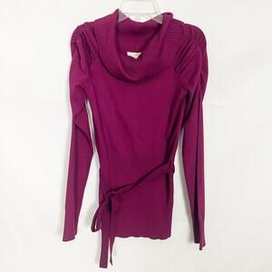 Derek Heart Sweater Juniors M Y2K Puff Shoulder Cowl Neck Career Workwear Casual
